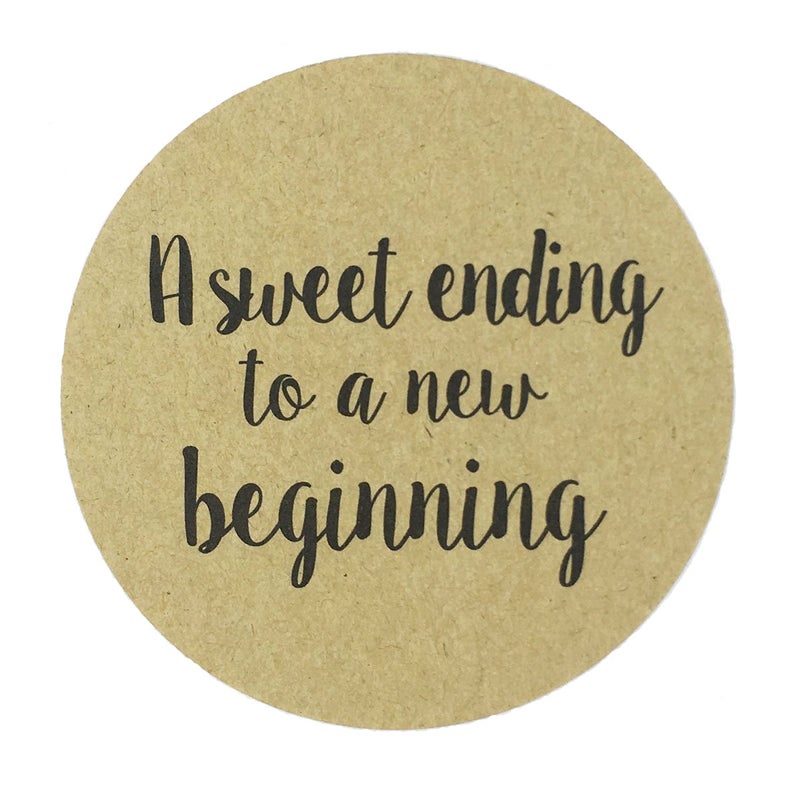 MAGJUCHE 80-2" Kraft a Sweet Ending to a New Beginning Stickers, Wedding Favor Sticker Labels - Image 1